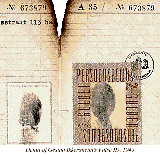 Detail of Gesina Ikkersheim's false ID, 1943