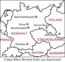 Map of Concentration Camps Where Herman Feder was Imprisoned