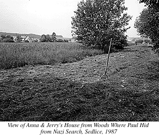 Photograph of View of Anna andJerry's House from Woods Where Paul Hid from Nazi Search, Sedlice, 1987