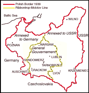 Map Showing Partition of Poland 1939