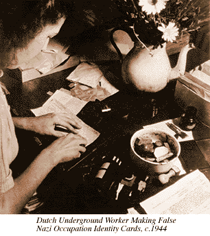 Photograph of Dutch Underground Worker Making False Identity Cards, c.1944