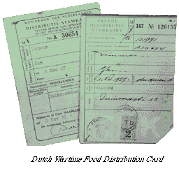 photograph of wartime  Dutch food ration card