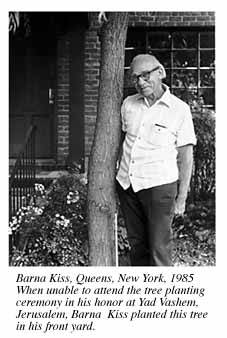 Photograph of Barna Kiss in front of his Queens NY home, 1985