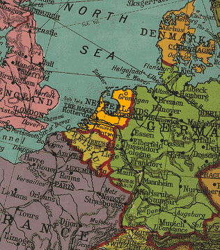 Map of Holland in Relation to Neighboring Countries