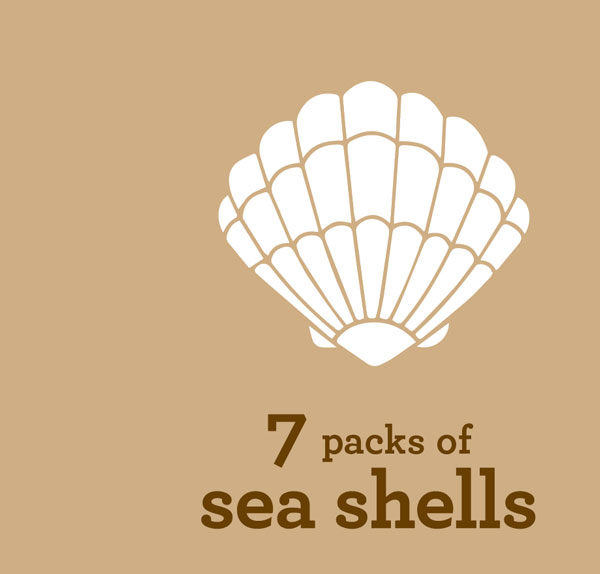 7 packs of sea shells