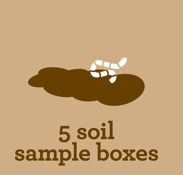 5 soil sample boxes